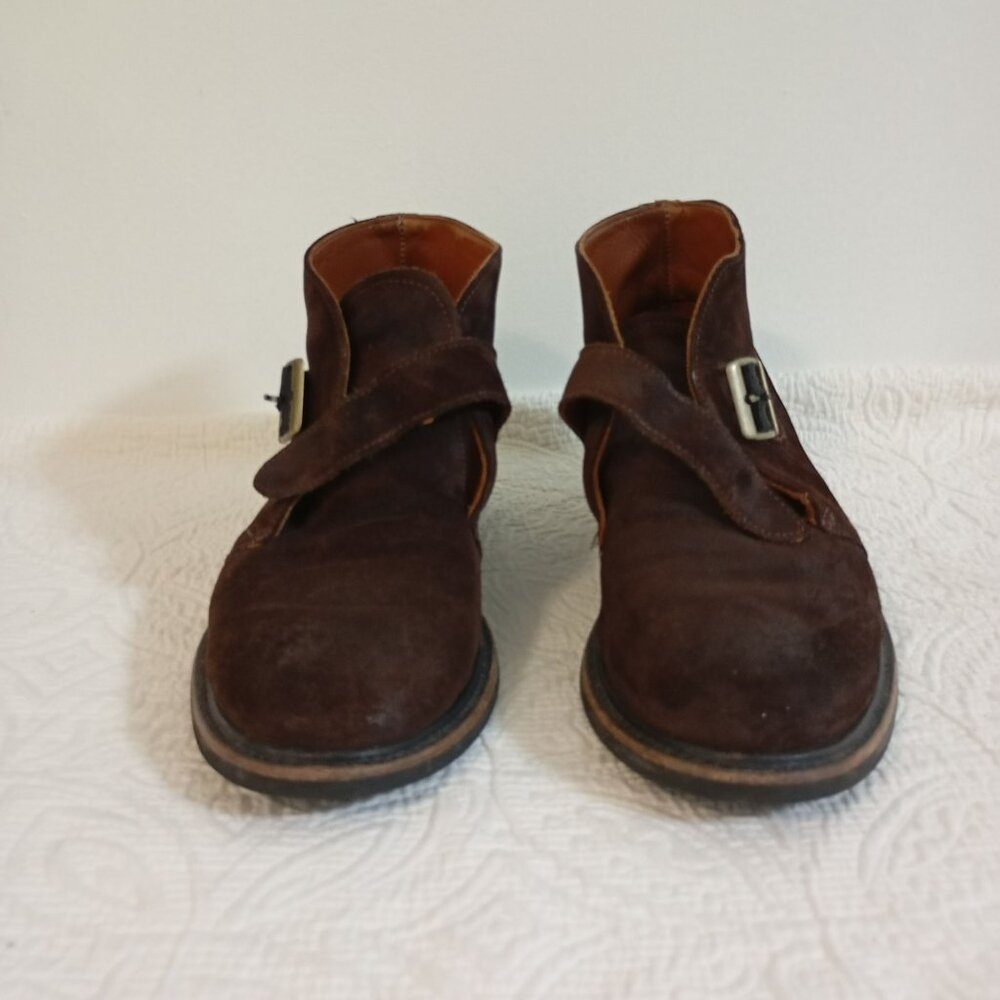 Walk-Over Suede Buckle Strap Mens Ankle Boots Size 9 Made In USA